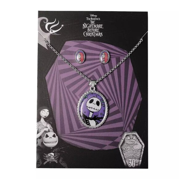 Nightmare Before Christmas Jack Pendant Necklace and Sally Stud Earring Set - Picture 2 of 6